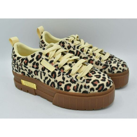 Puma Womens Size 7 Mayze SE Gold Leopard Platform Fashion Sneakers 382910 01 - Picture 1 of 10
